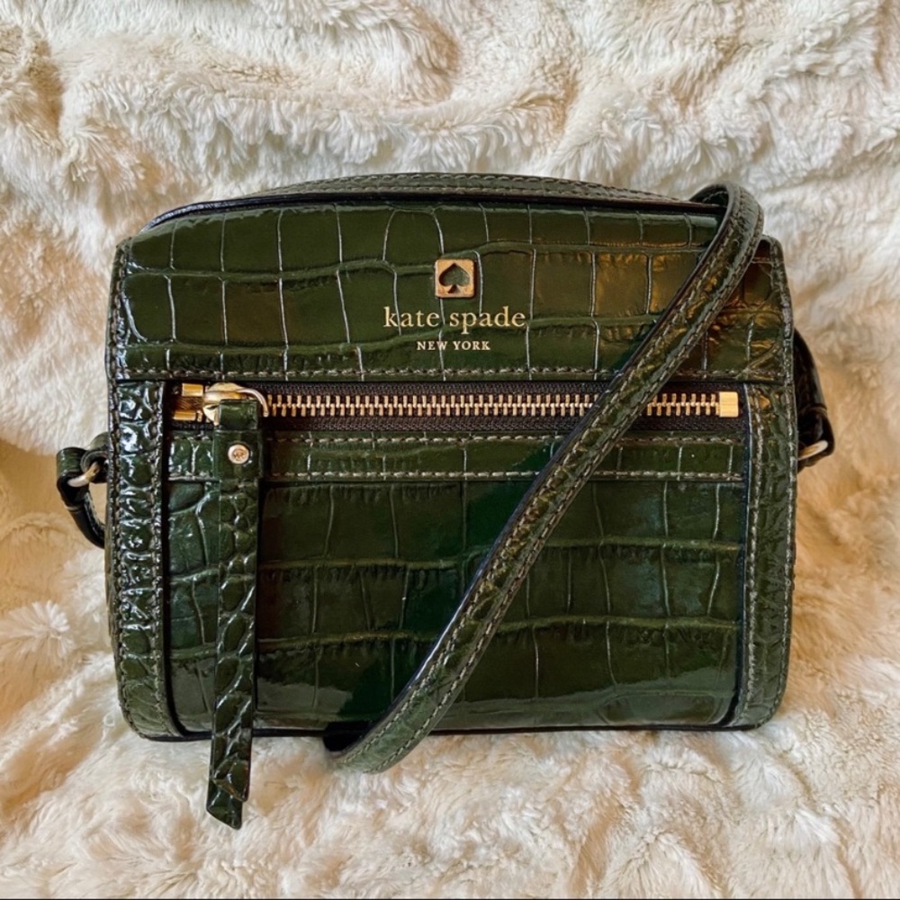 KATE SPADE Looloo Perri Lane Croco Green Crossbody